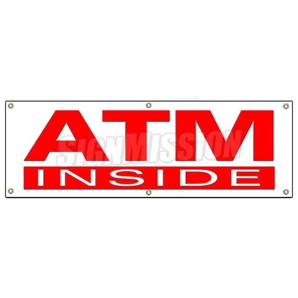 ATM INSIDE BANNER SIGN cash machine money automatic teller machine bank card